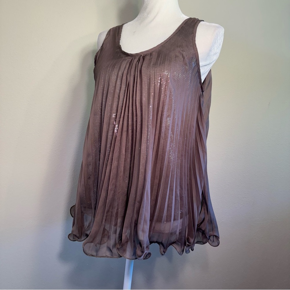 Ya Los Angeles Sleeveless Pleated Sheer Top with Sequin Lining - Picture 3 of 15